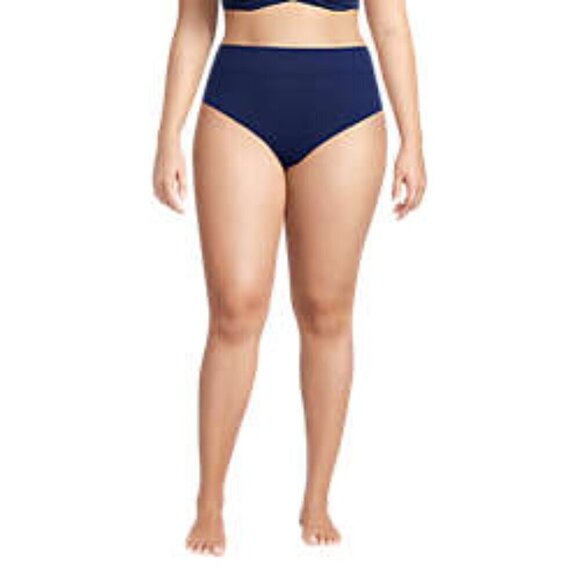 NEW! Lands' End - Women's High Leg High Waisted Bikini bottom Size 1X. Navy. - Picture 1 of 8